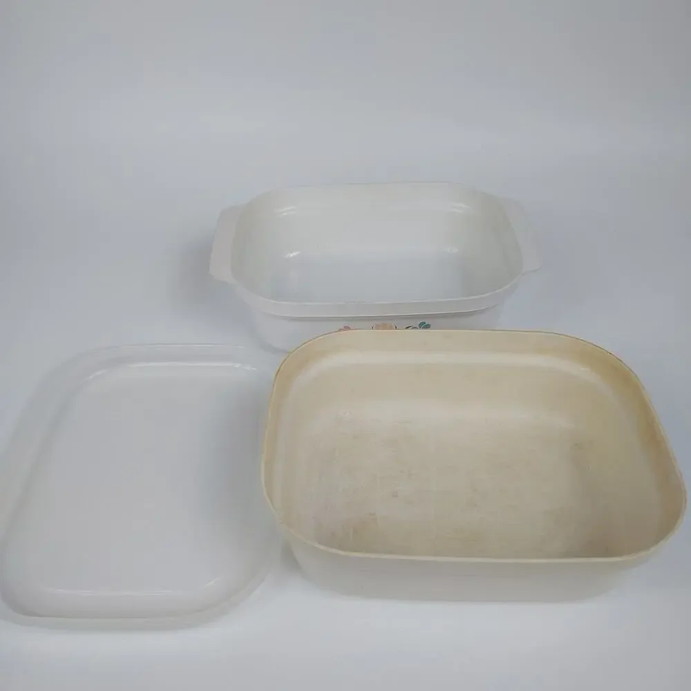 Anchor Hocking Vtg Floral 2.5 QT Casserole Dish With‎ Lid And Insert